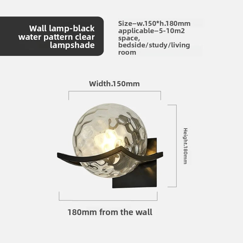 Modern Glass Ball LED Moon Wall Lamp Gold Decoration Light for Bedroom Bedside Hotel Porch