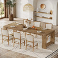 220cm Farmhouse Rectangular Dining Table with Wooden Pedestal Base