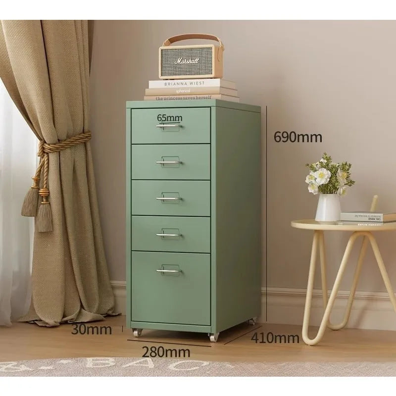 Narrow Metal Drawer Storage Cabinet Bedside Table with Silent Slides