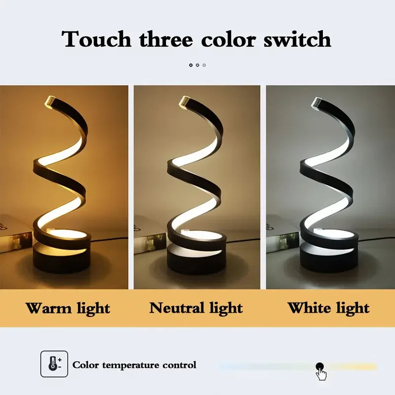 Modern Wavy Arc Desk Lamp Three-Color Dimming USB Powered