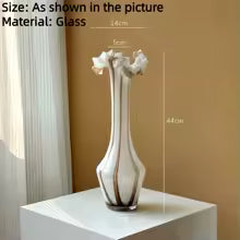 Modern Minimalist Wavy Neck Glass Vase Tabletop Ornament for Home Decor