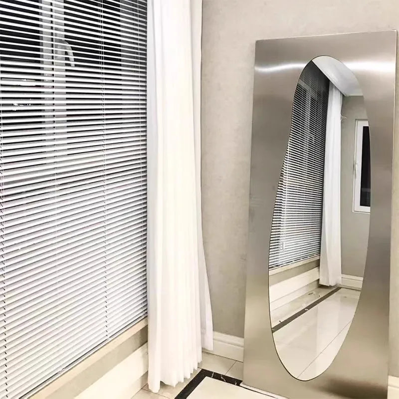 Modern Stainless Steel Full Length Floor Standing Mirror for Home Decor