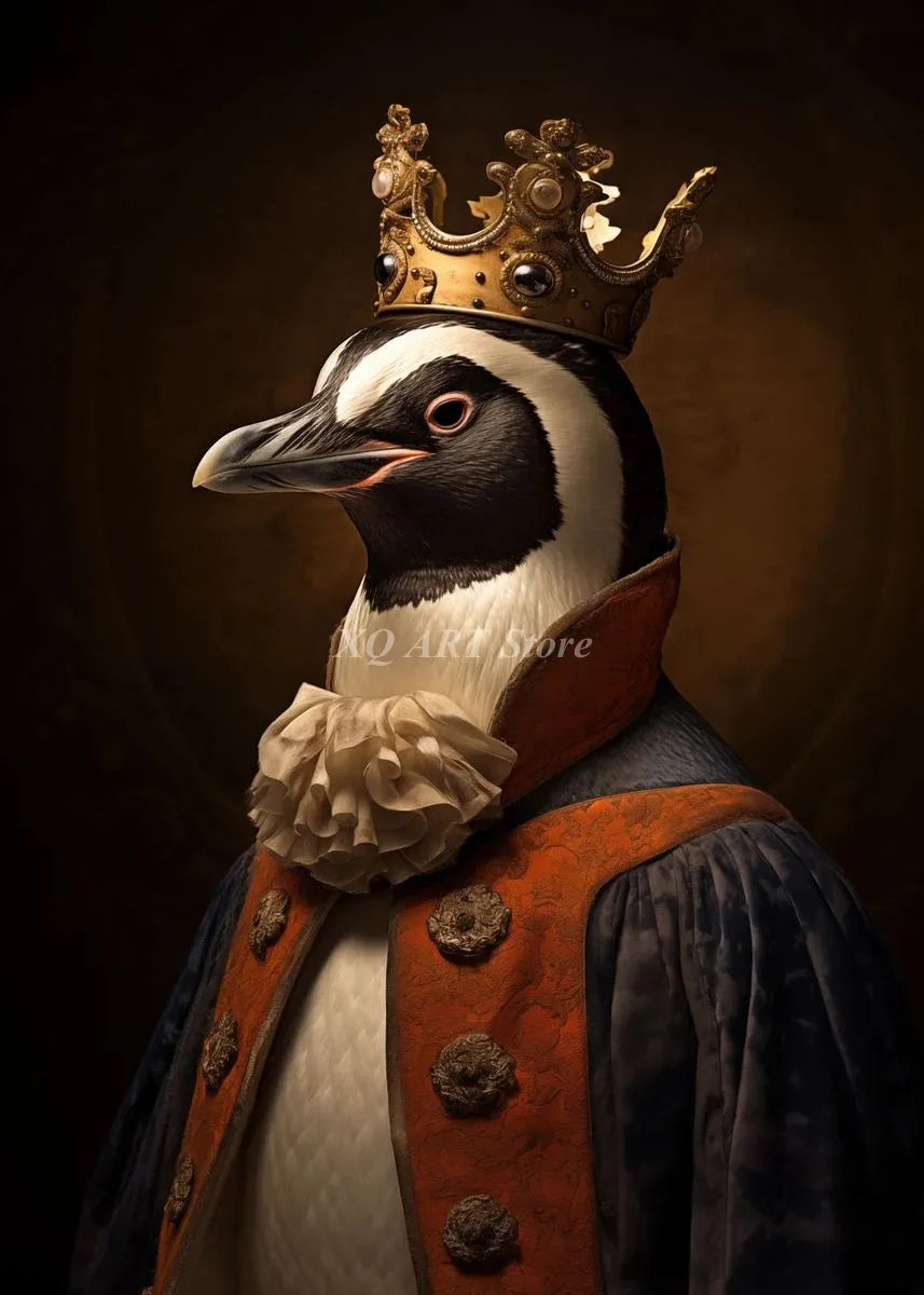 Vintage Victorian Renaissance Animal Portrait Canvas Wall Art Painting for Living Room
