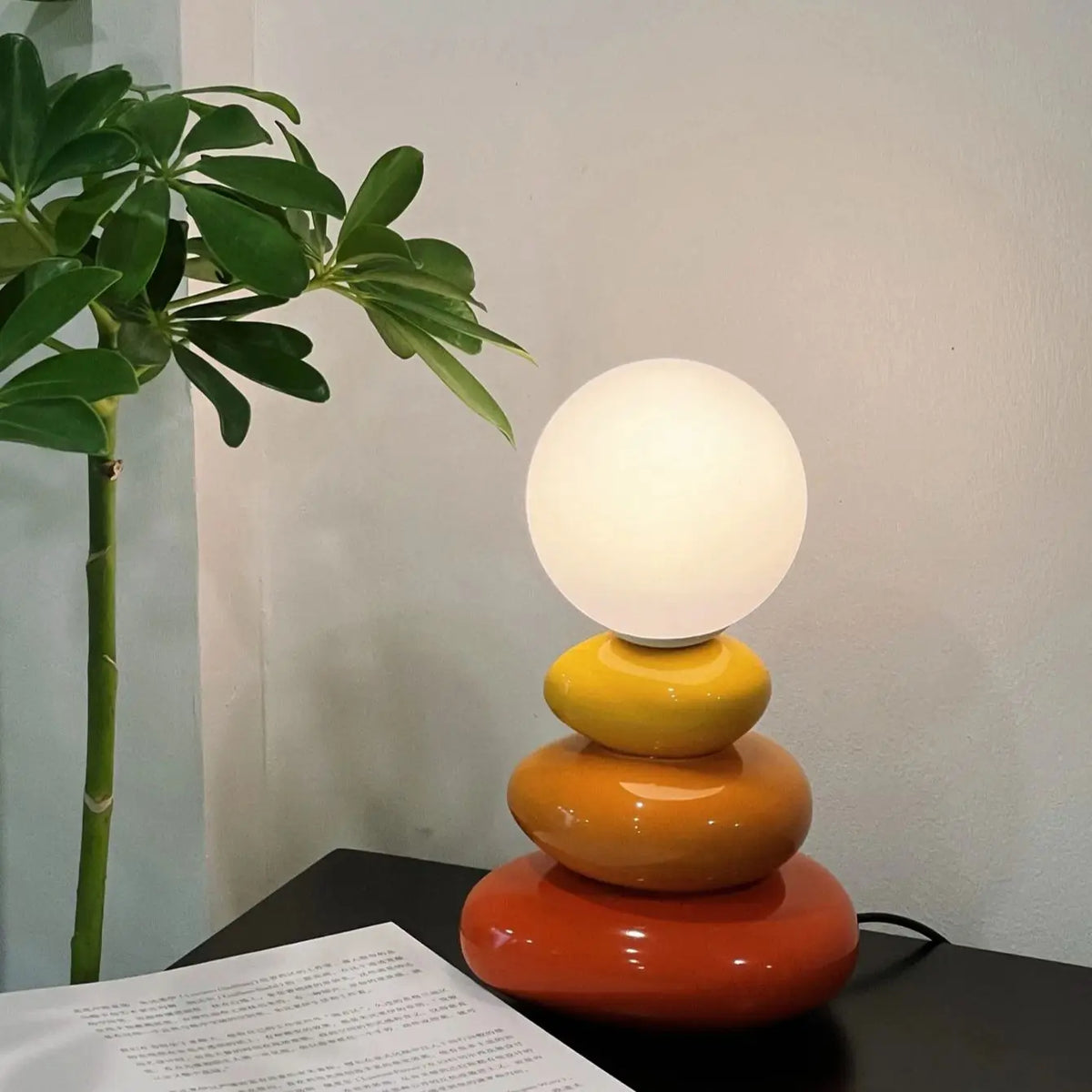 Modern Glossy Resin Table Lamp Dimmable for Living Room Bedroom Hotel Villa