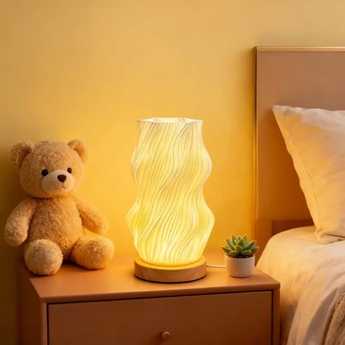 3D Printed Solid Wood Night Light Elegant Desk Lamp