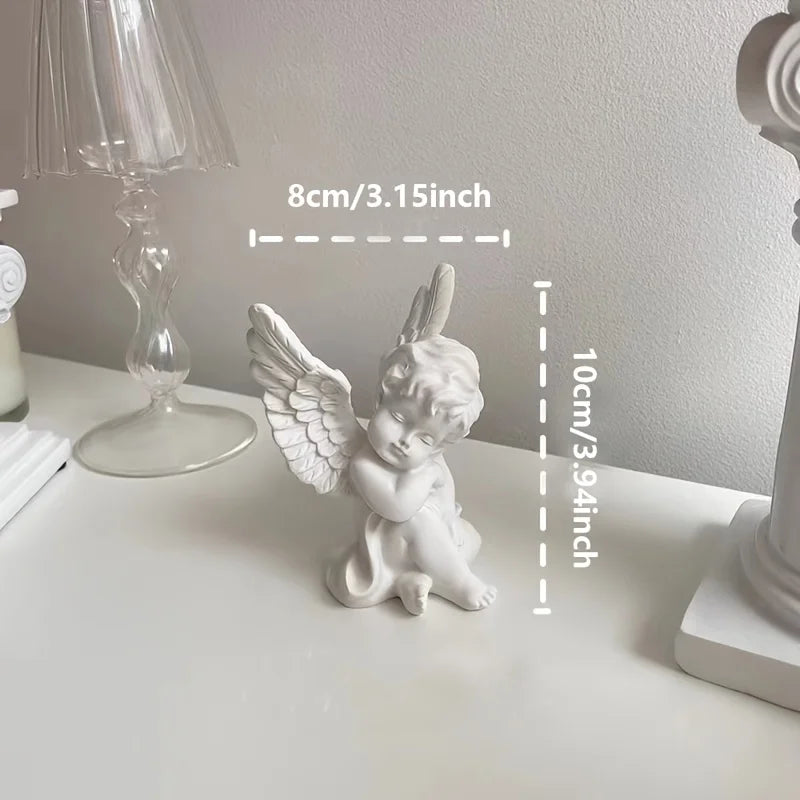 Vintage European Angel Resin Statue Tabletop Ornament for Home Decor
