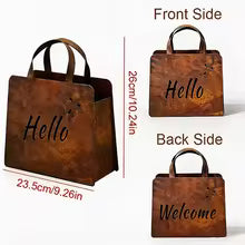 Vintage Rustic Handbag Flower Basket Wall Hanging Ornament for Home Decor