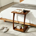 C-Shaped Rubber Wood End Table with Storage 40x46x63 cm Walnut