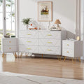 Modern White 3-Piece Bedroom Set 6-Drawer Dresser with Nightstands