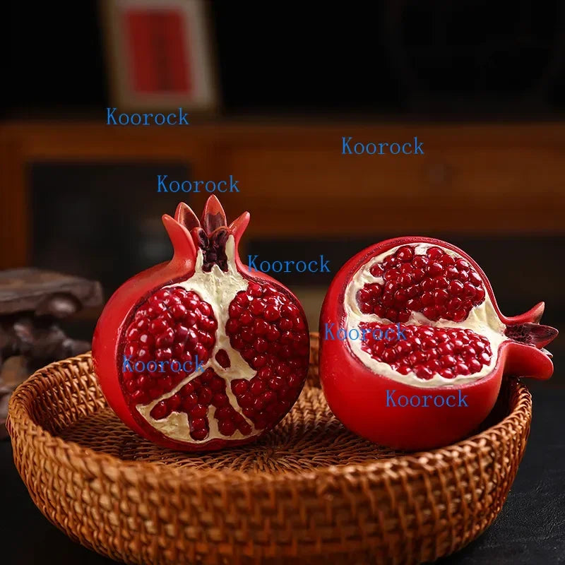 Creative Lucky Charm Resin Pomegranate Statue Tabletop Ornament for Home Decor