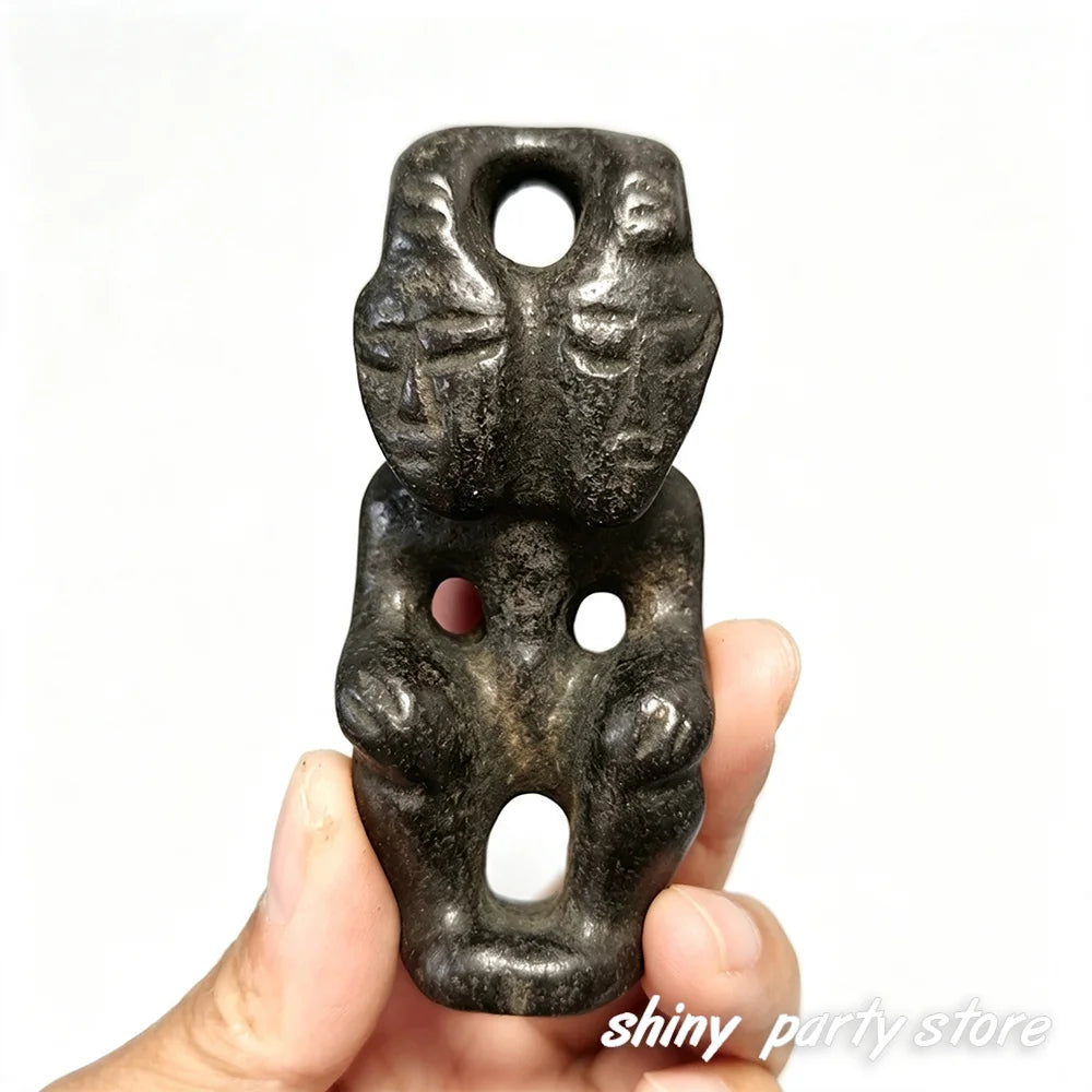 Vintage Retro Carved Black Jade Sculpture Tabletop Ornament for Home Decor
