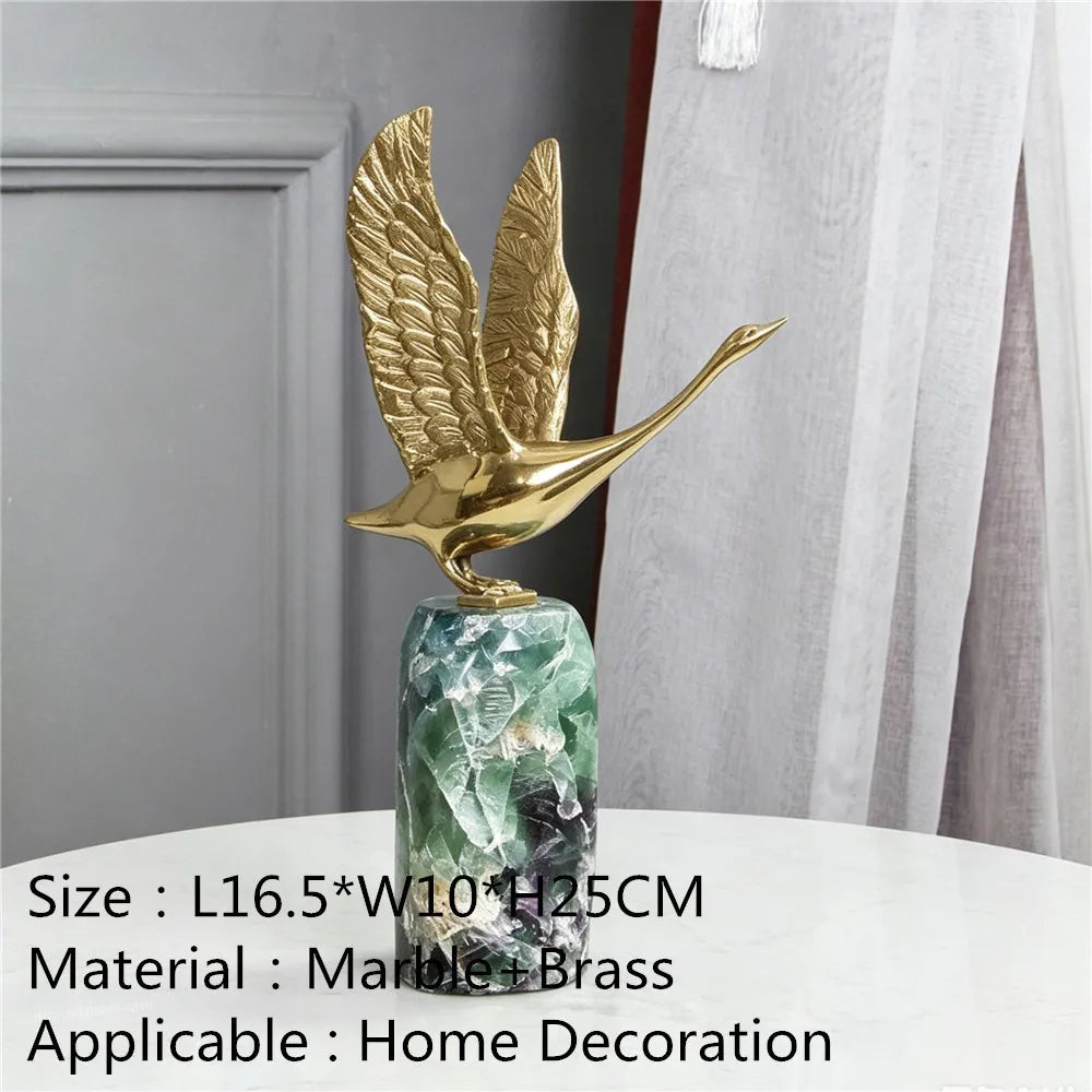 Modern Crystal Swan Sculpture Tabletop Figurine for Home Decor