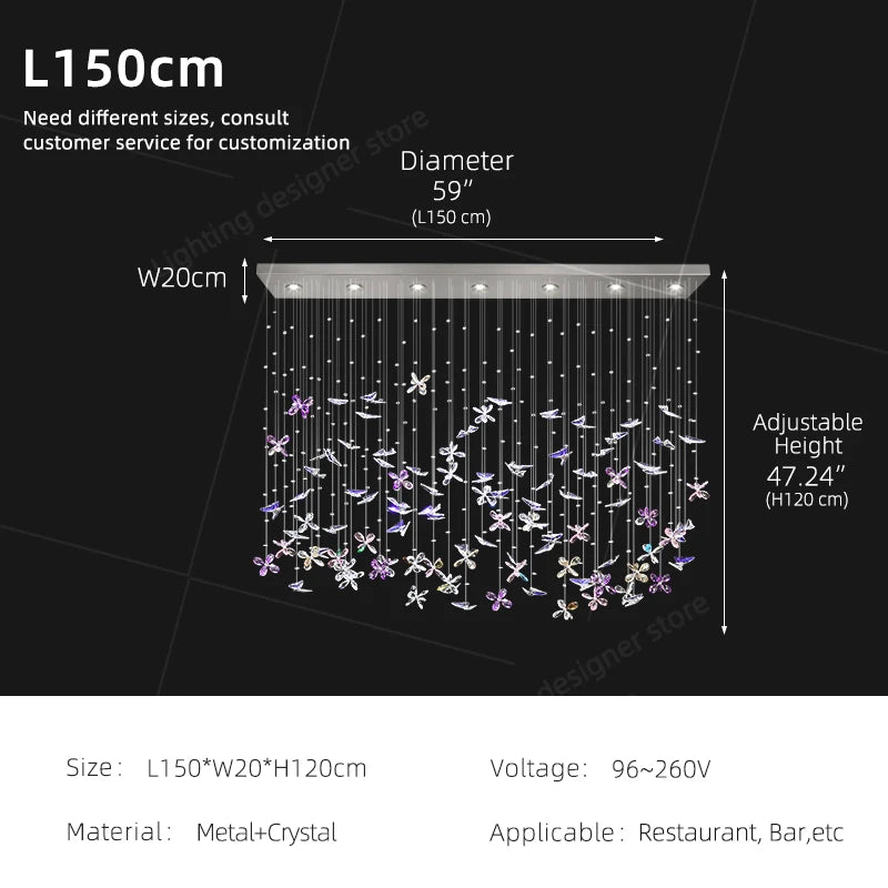Crystal Butterfly LED Chandelier Dining Room Kitchen Island