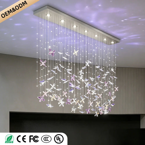 Crystal Butterfly LED Chandelier Dining Room Kitchen Island