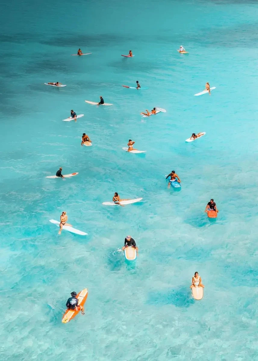 Nordic Summer Beach Surfing Canvas Painting Poster for Home Decor