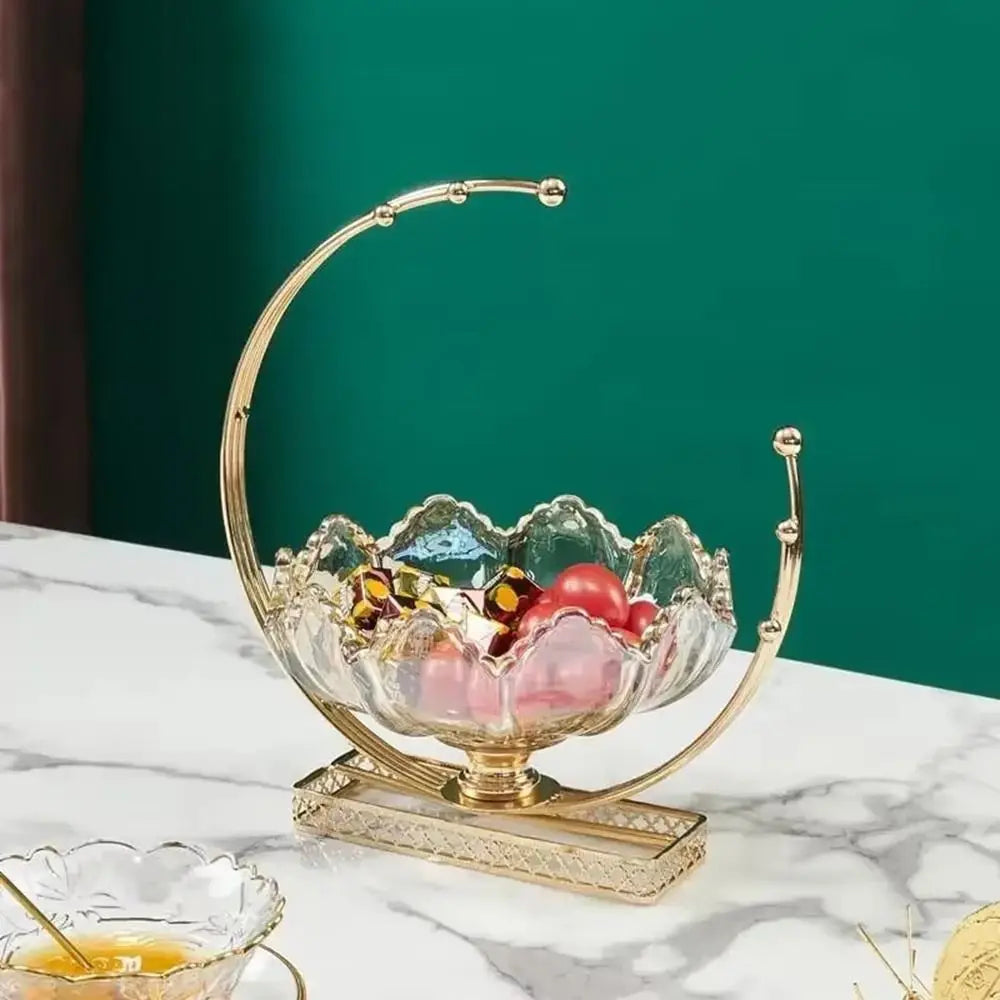 Modern Glass Flower Basket Decorative Tray for Tabletop Decor