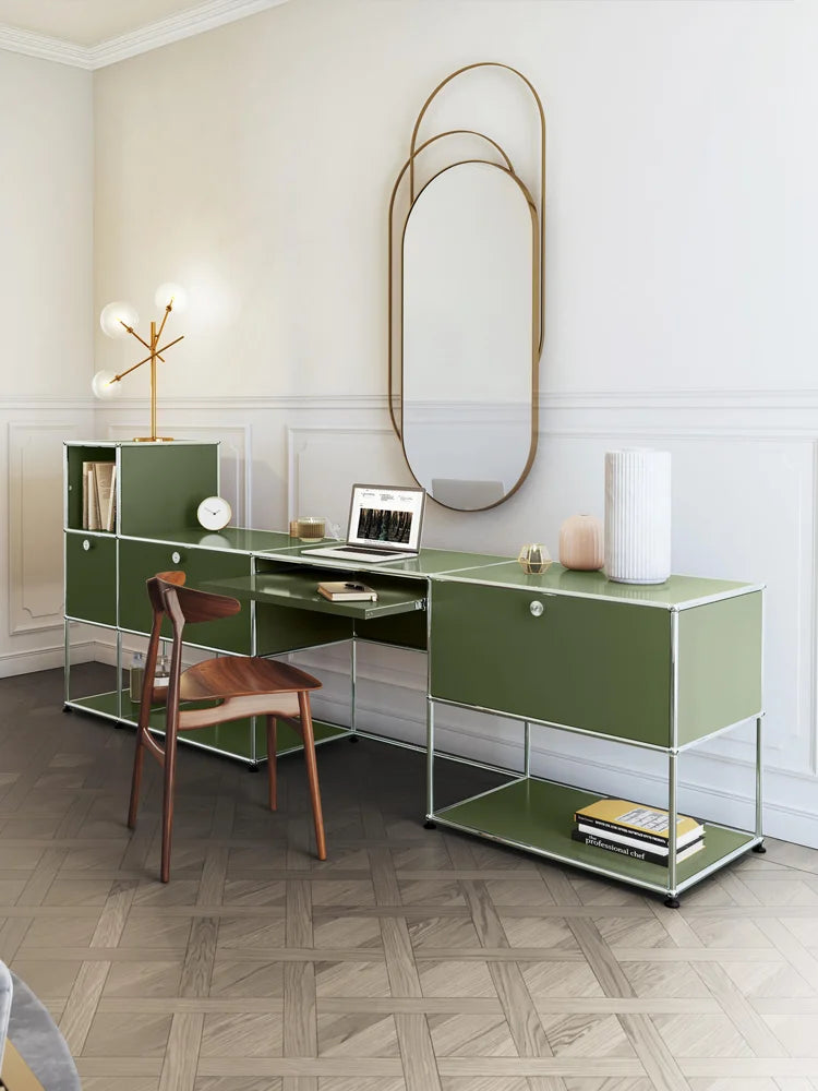 Modern Modular Metal Standing Desk with Storage Cabinet Office Computer Table
