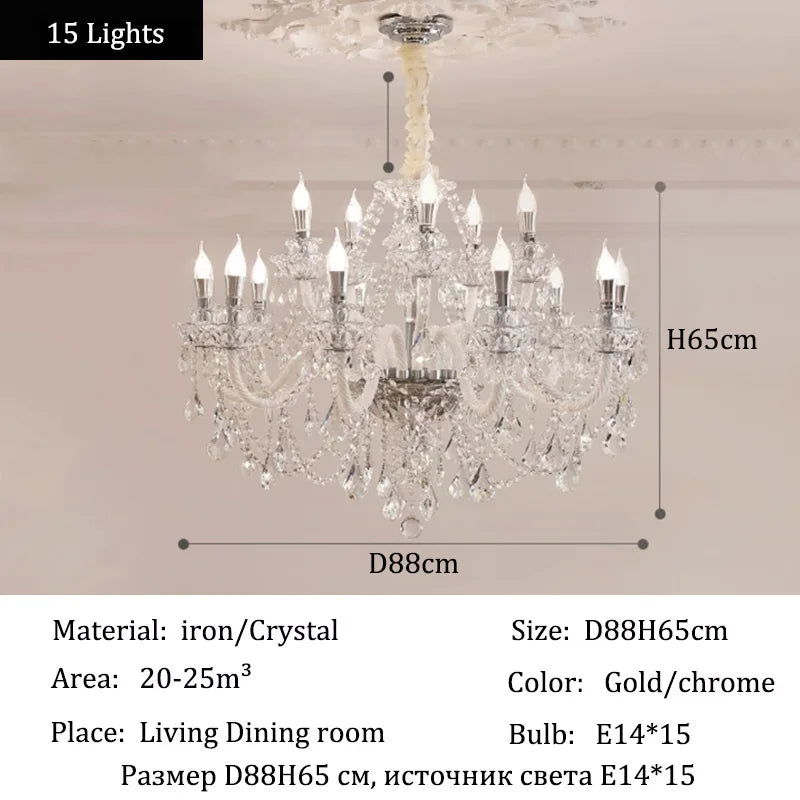 Luxury Crystal LED Ceiling Pendant Light for Living Room Villa
