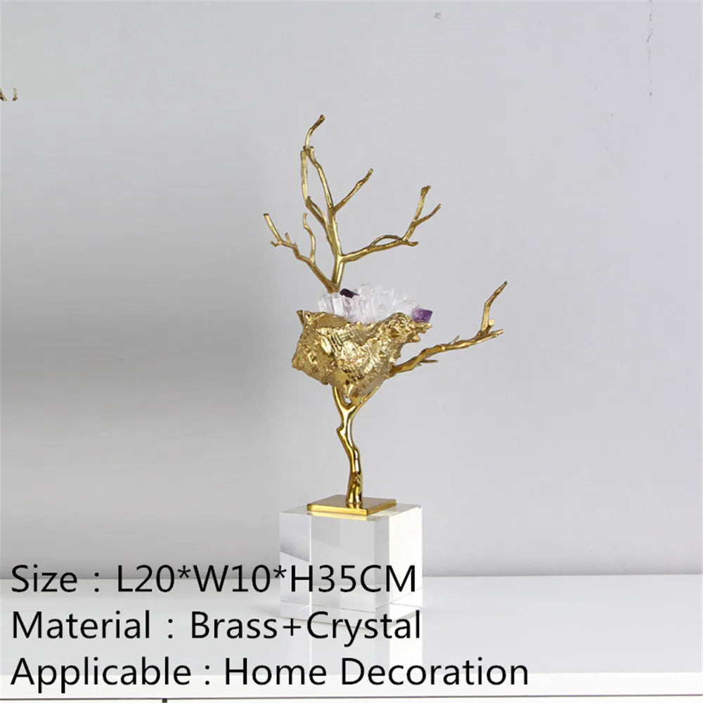 Modern Crystal Swan Sculpture Tabletop Figurine for Home Decor