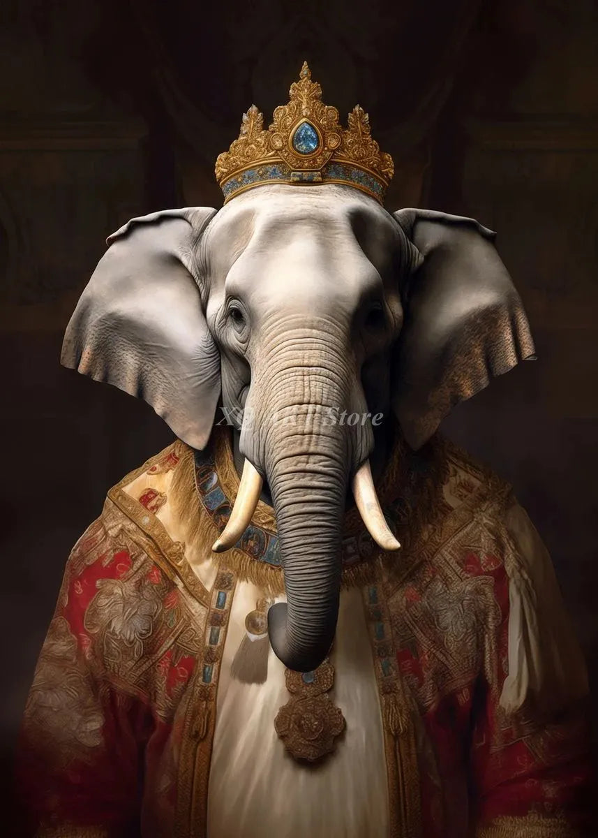 Vintage Victorian Renaissance Animal Portrait Canvas Wall Art Painting for Living Room