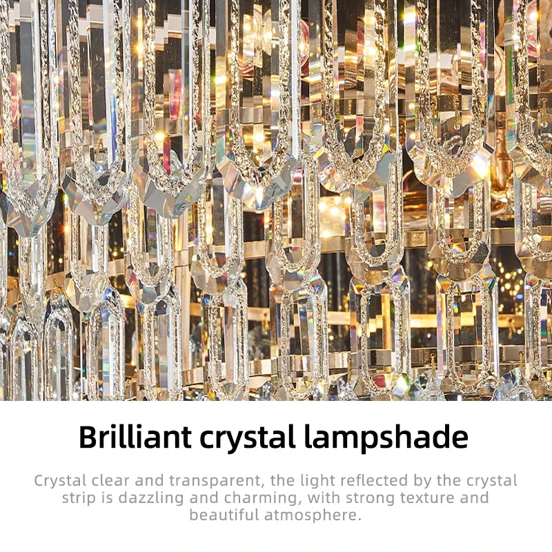 Modern LED Ceiling Hanging Lamp Living Room Designer Luxury Circular Dining Table Pendant Lighting Crystal High Chandelier