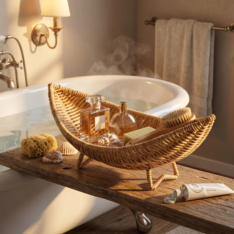 Nordic Woven Plastic Storage Basket for Tabletop Decor