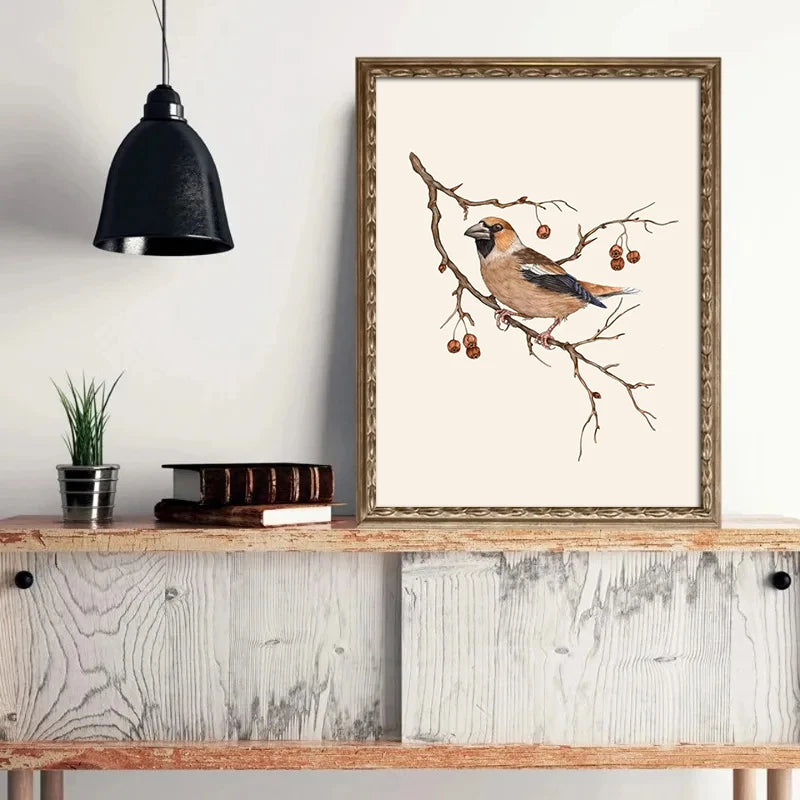 Retro Animal Garden Birds Canvas Painting Poster for Home Decor