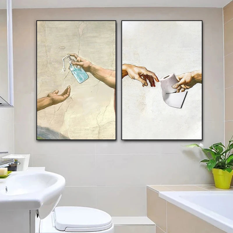 Retro Funny Toilet Paper Canvas Painting Poster for Home Decor