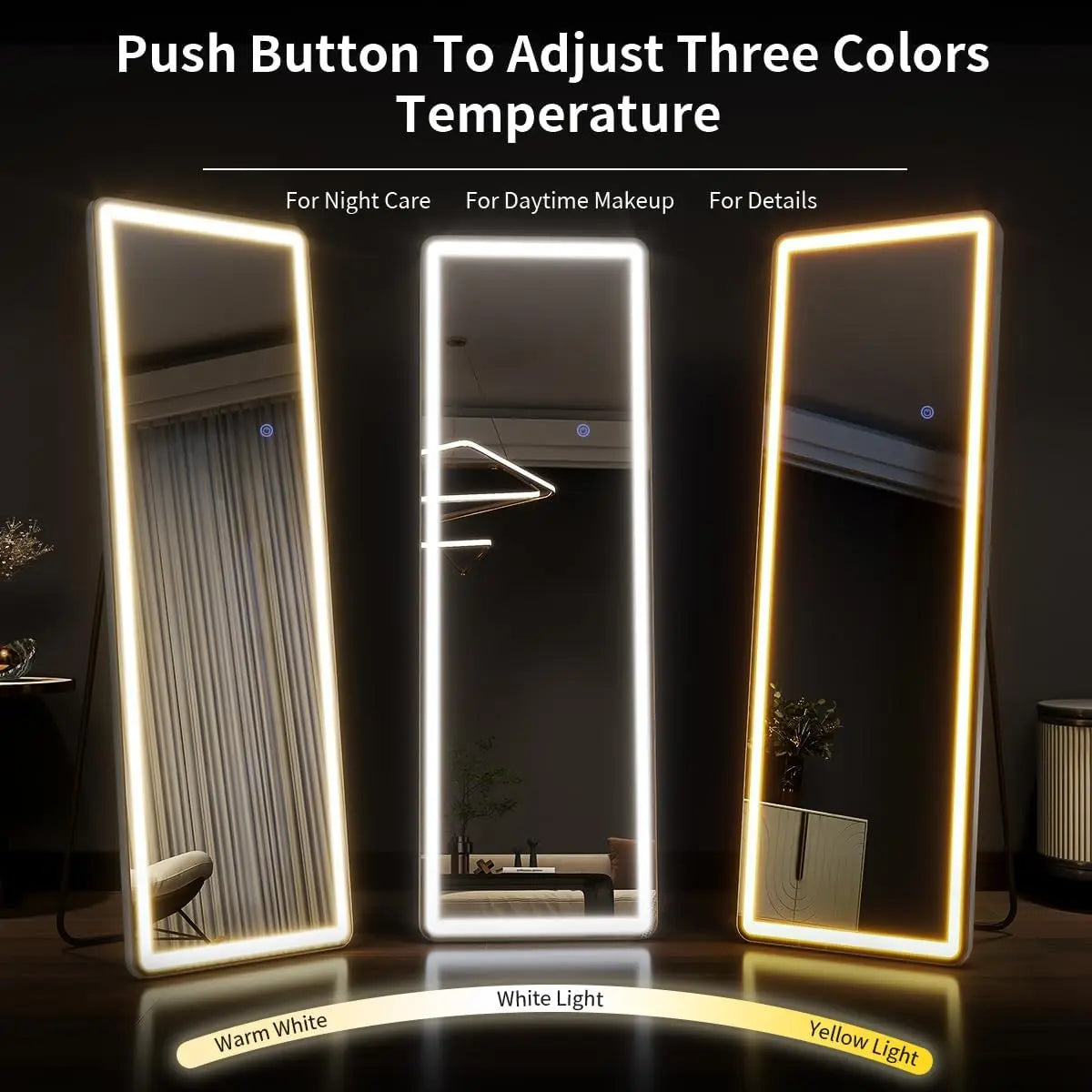 Modern Minimalist LED Standing Full Body Floor Mirror for Living Room