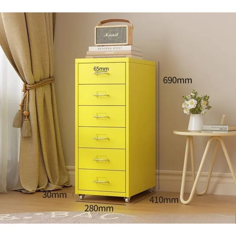 Narrow Metal Drawer Storage Cabinet Bedside Table with Silent Slides