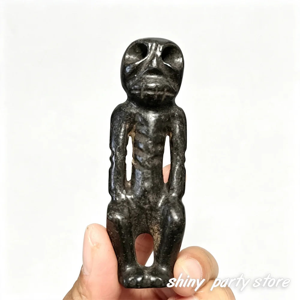 Vintage Retro Carved Black Jade Sculpture Tabletop Ornament for Home Decor