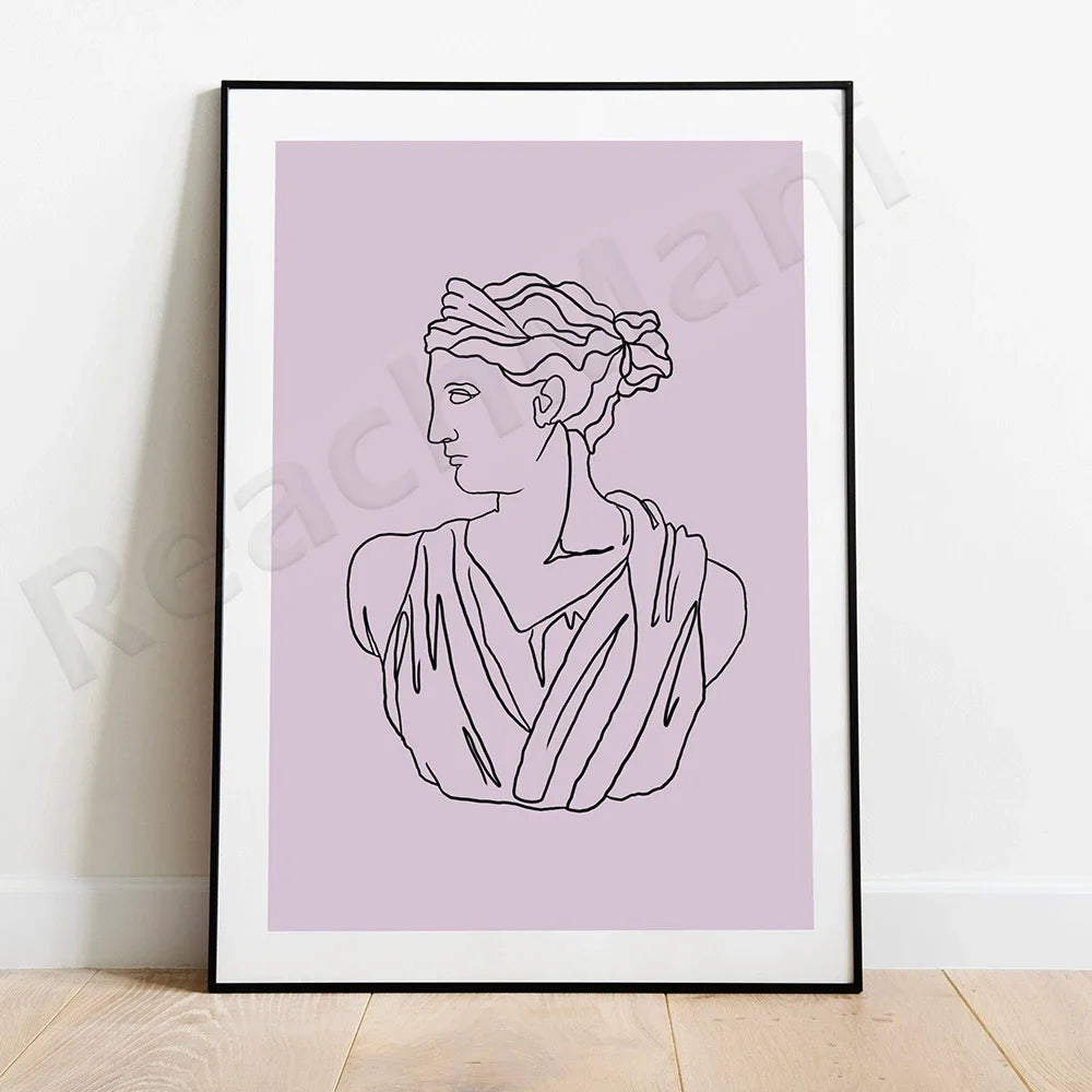 Retro Greek Goddess Canvas Painting Poster for Home Decor