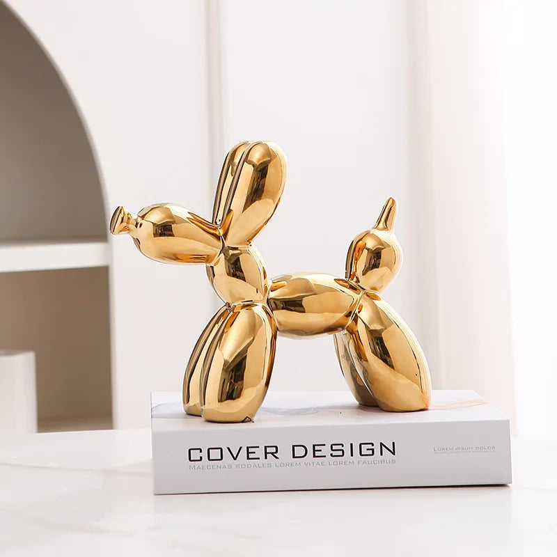 Modern Luxury Ceramic Balloon Dog Sculpture Tabletop Ornament for Home Decor