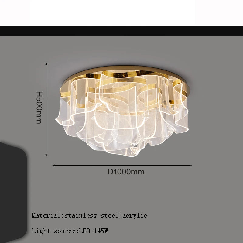 Postmodern Gold LED Ceiling Lamp for Living Room Home Decor