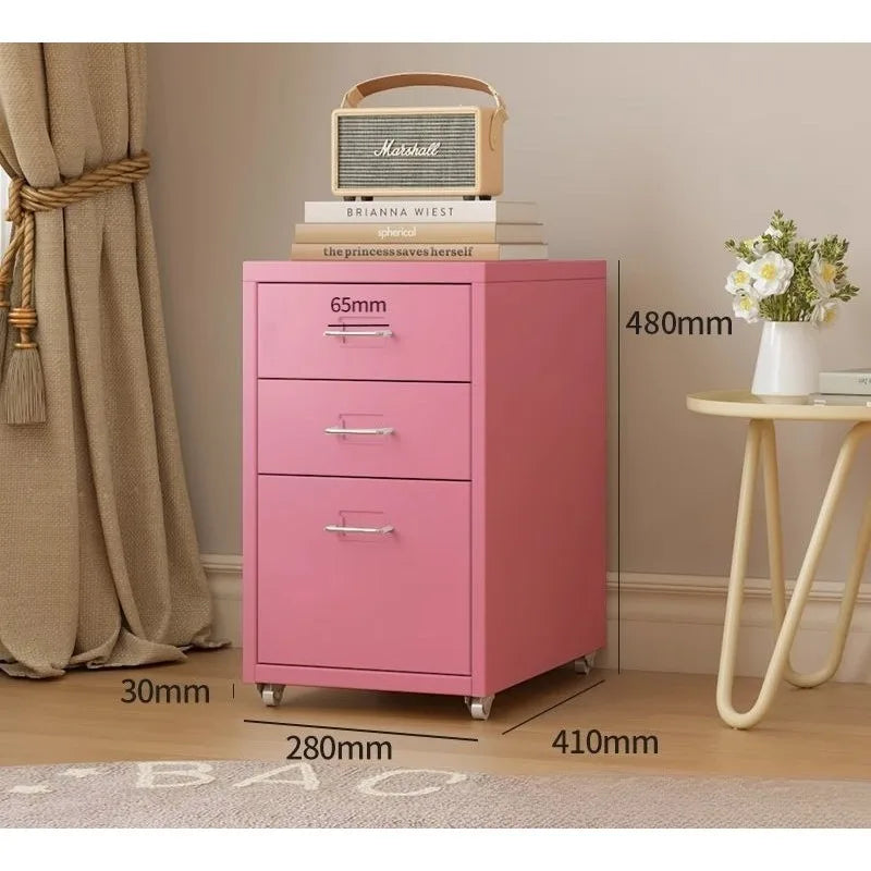 Narrow Metal Drawer Storage Cabinet Bedside Table with Silent Slides