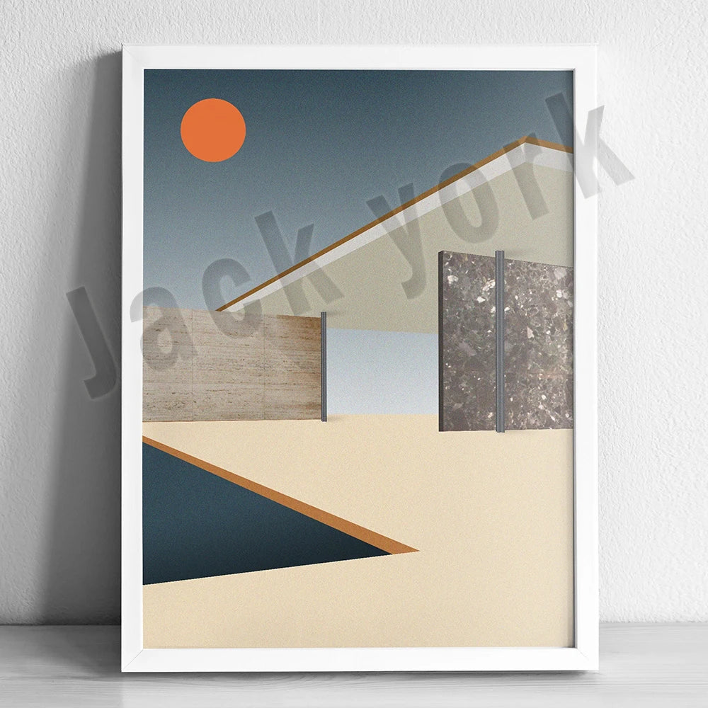 Modern Architecture Canvas Wall Art Print for Living Room