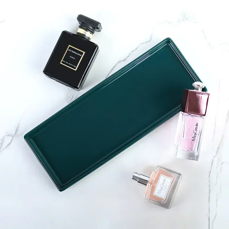 Rectangular Ceramic Storage Tray Plate for Bathroom Living Room