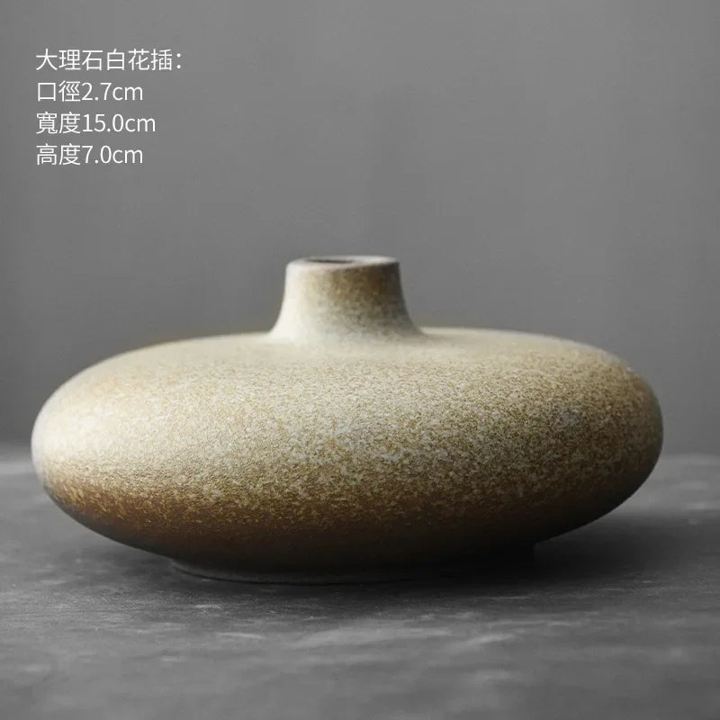 Japanese Style Terracotta Flower Vase Tabletop Ornament for Home Decor