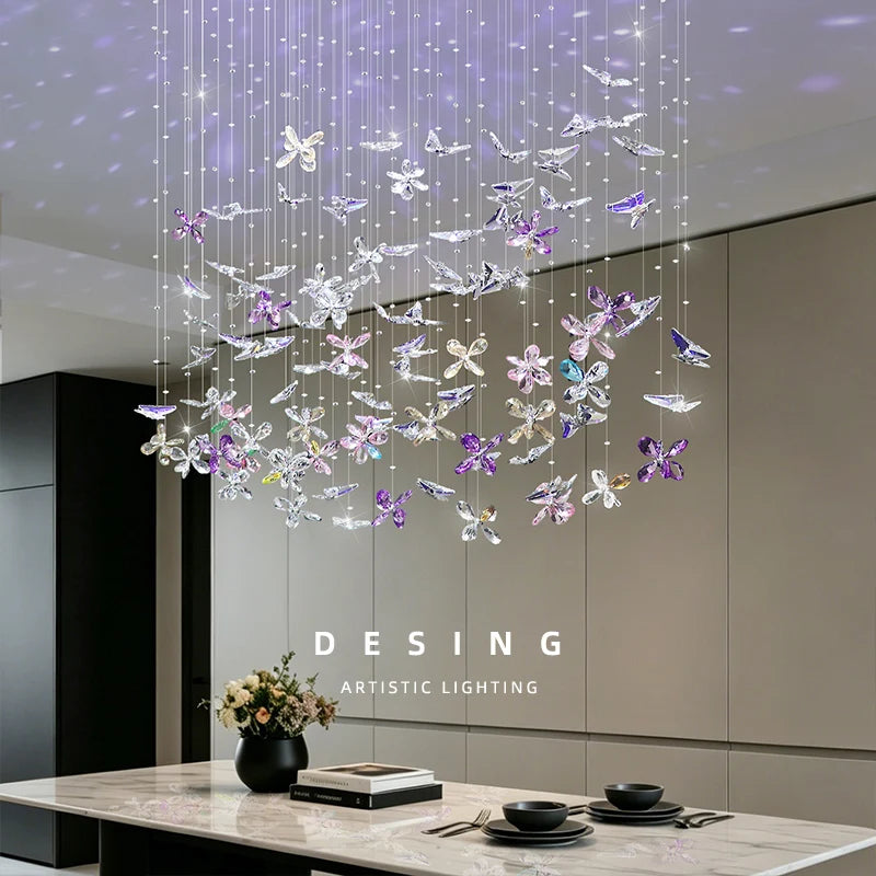 Crystal Butterfly LED Chandelier Dining Room Kitchen Island
