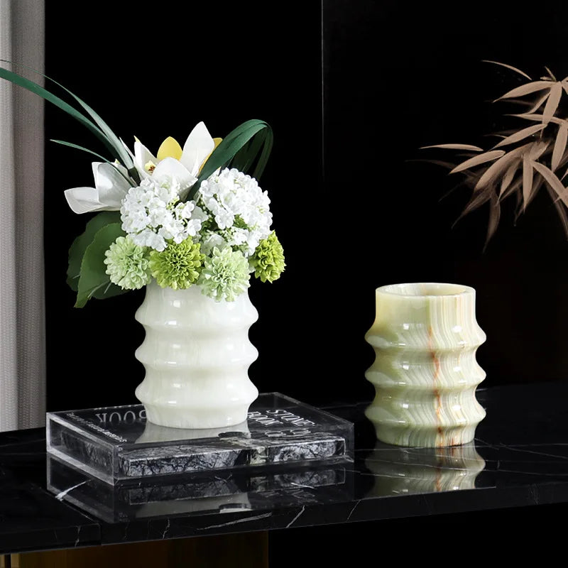 Modern Marble Small Flower Vase Decorative Desktop Display Ornament