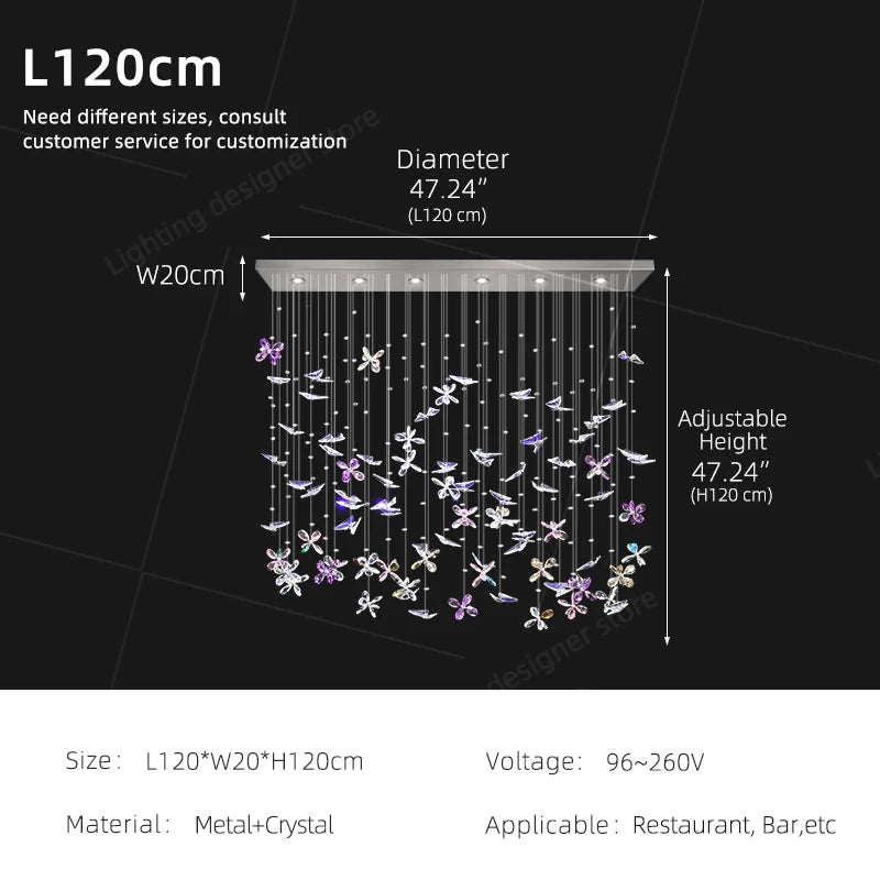 Crystal Butterfly LED Chandelier Dining Room Kitchen Island