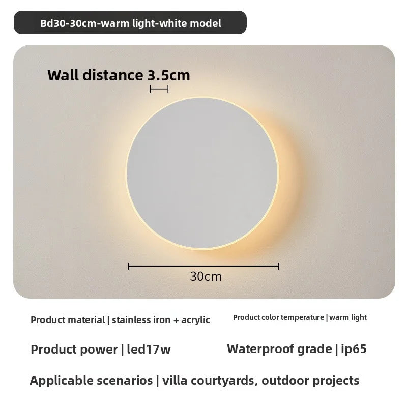 Round LED Wall Light IP65 Waterproof Outdoor Corridor Entrance Porch Bedroom Exterior Decoration Lighting