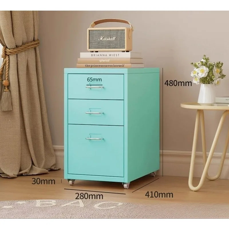Narrow Metal Drawer Storage Cabinet Bedside Table with Silent Slides