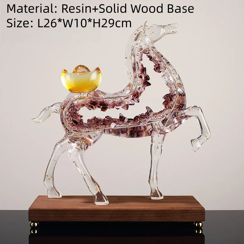 Modern Transparent Gold Foil Elk Sculpture Tabletop Figurine for Home Decor