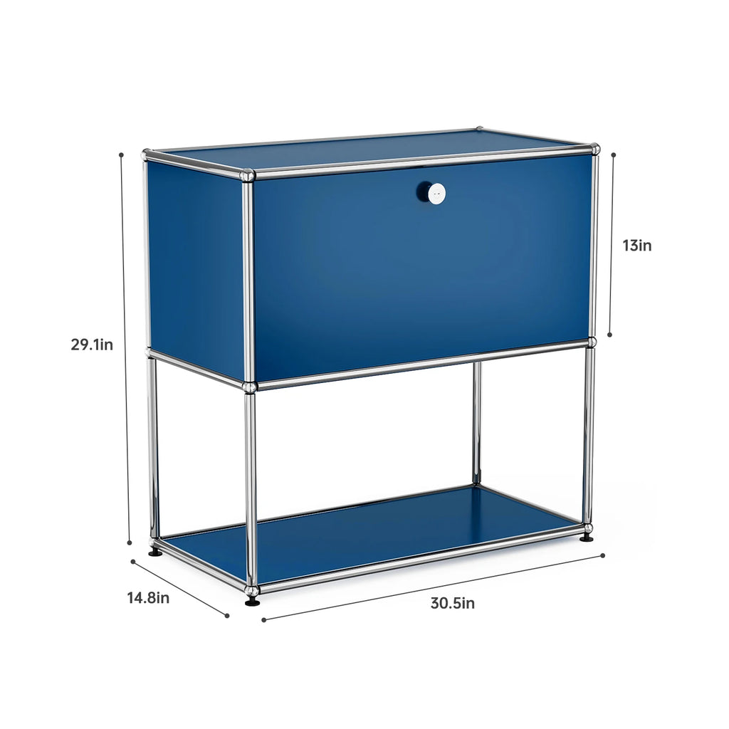 Modern 74 cm Modular Nightstand Chrome Metal Frame 2-Tier Side End Table