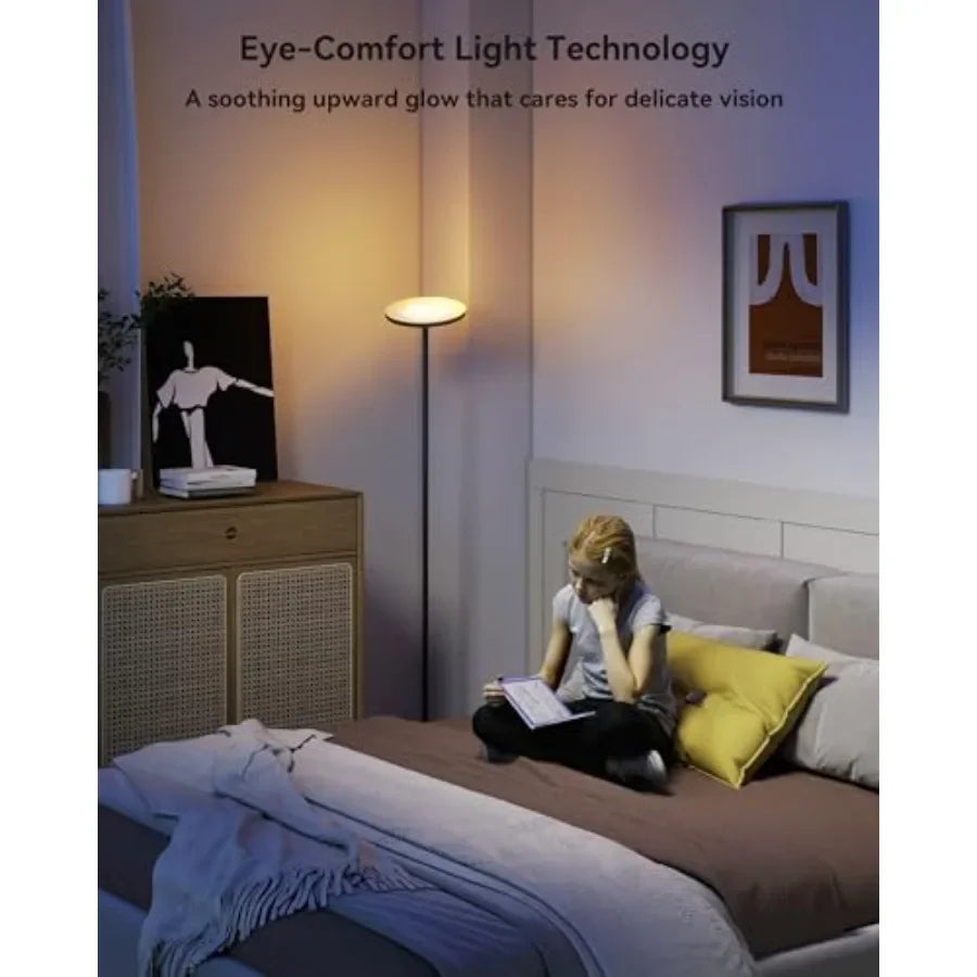 Modern LED Torchiere Floor Lamp with Remote for Living Room