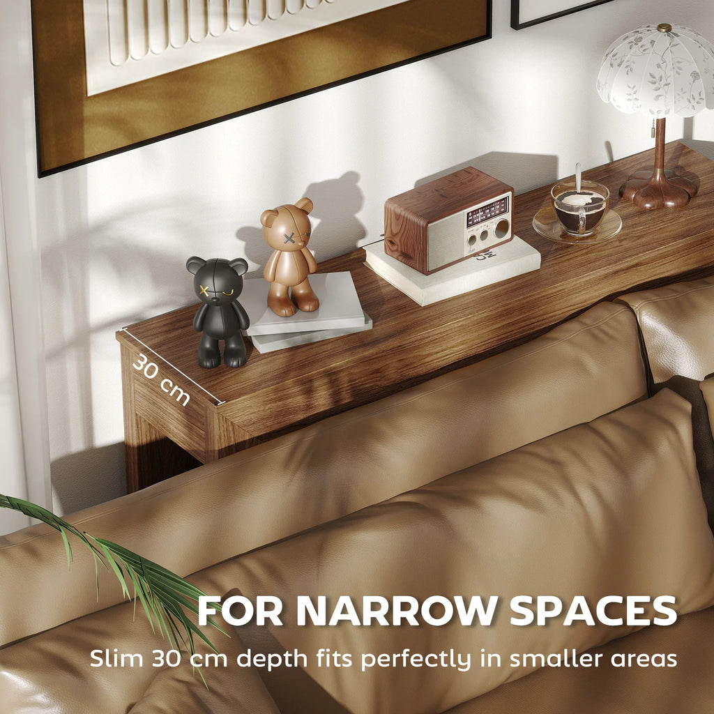 Modern Narrow Console Table 120cm Entryway Sofa Table Behind Couch Living Room Hallway Walnut