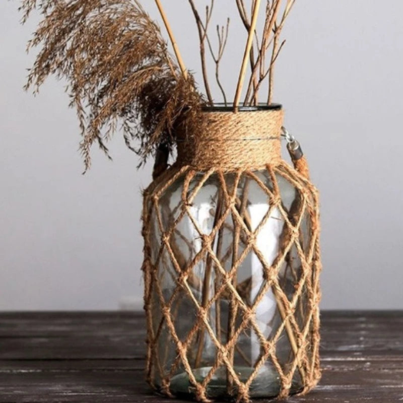 Modern Transparent Glass Flower Vase Tabletop Ornament for Home Decor