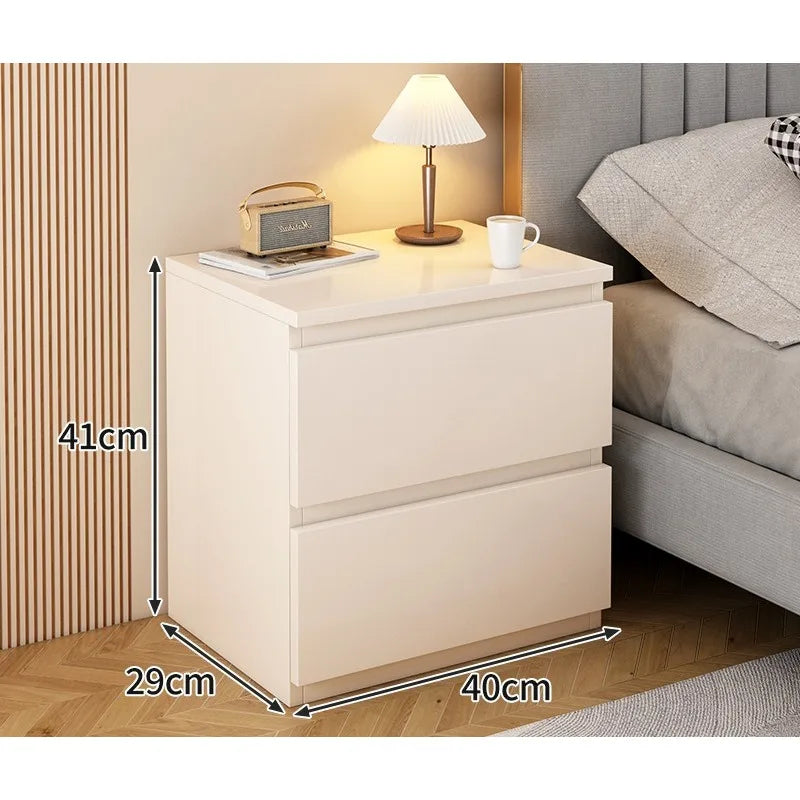 Modern Wooden Bedside Table with Storage Drawers