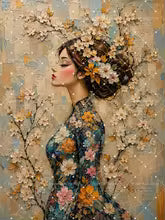 Boho Abstract Floral Woman Canvas Painting Poster for Home Decor